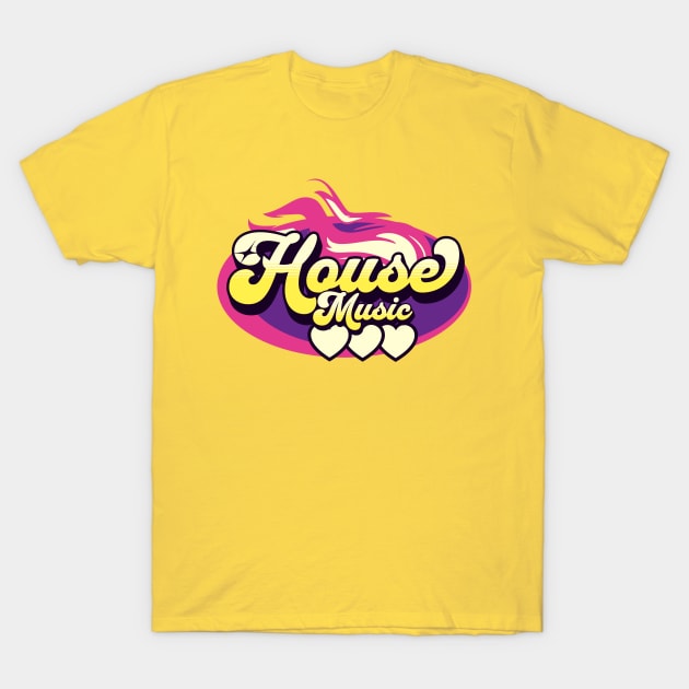 HOUSE MUSIC  - House Music Heat (Purple/Yellow) T-Shirt by DISCOTHREADZ 